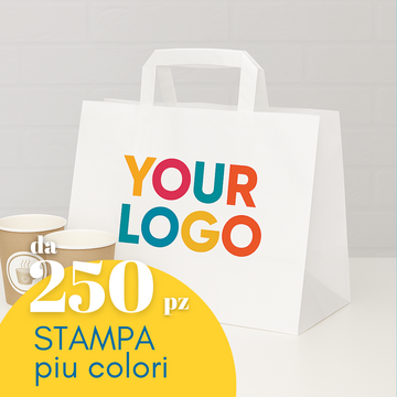Sacchetto in carta fondo largo personalizzabile con stampa fino a 4 colori